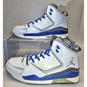 Nike Men's Air Jordan 1 Flight White/Gray/Blue/Silver Basketball Sneakers Size12